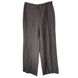 Armani Collezioni Pants Women 10 Brown Linen Blend Wide Leg‎ Trousers Luxury